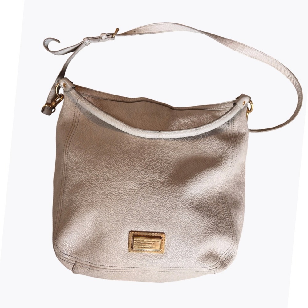 Marc by Marc Jacobs Standard Supply Cream Pebbled Leather Hobo Bag Gold Hardware